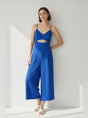 Sheike Royal Blue Wide-Leg Cutout Spaghetti-Strap Jumpsuit